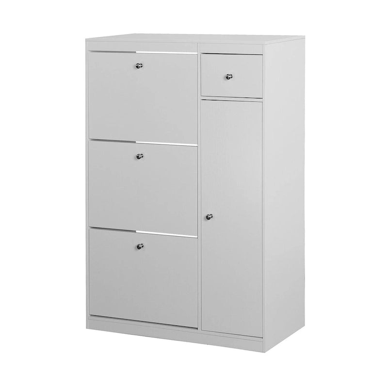 Armoire à chaussures, meuble organisateur autonome avec 3 tiroirs basculants, rangement étroit pour l'entrée avec étagère réglable