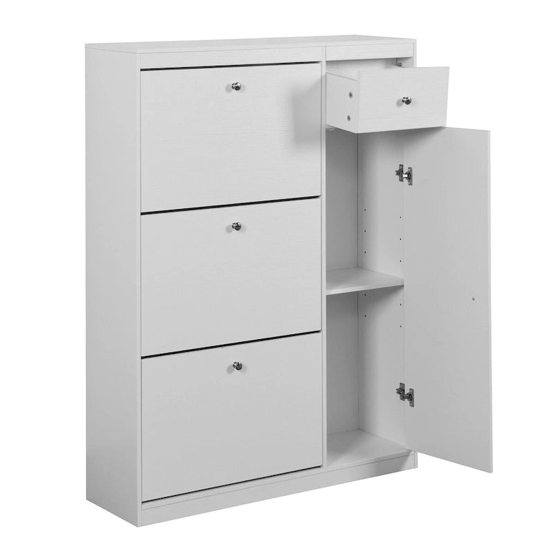 Armoire à chaussures, meuble organisateur autonome avec 3 tiroirs basculants, rangement étroit pour l'entrée avec étagère réglable