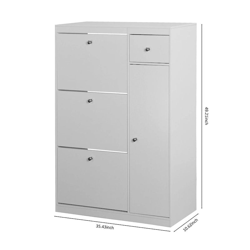 Armoire à chaussures, meuble organisateur autonome avec 3 tiroirs basculants, rangement étroit pour l'entrée avec étagère réglable