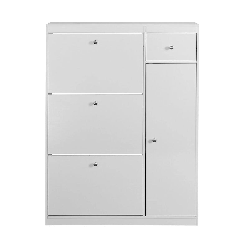 Armoire à chaussures, meuble organisateur autonome avec 3 tiroirs basculants, rangement étroit pour l'entrée avec étagère réglable
