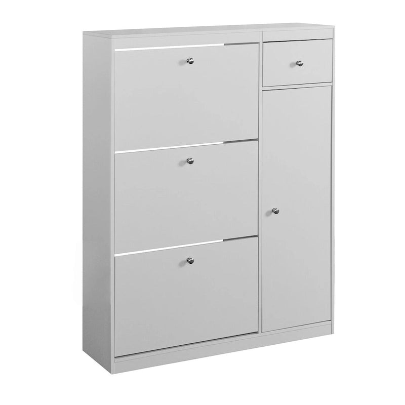 Armoire à chaussures, meuble organisateur autonome avec 3 tiroirs basculants, rangement étroit pour l'entrée avec étagère réglable
