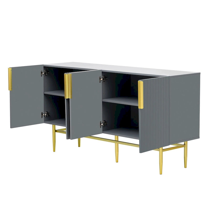 Moderner, eleganter Sideboard-Schrank mit 4 Türen, goldfarbenen Metallgriffen, für Esszimmer, Wohnzimmer, Schlafzimmer und Flur