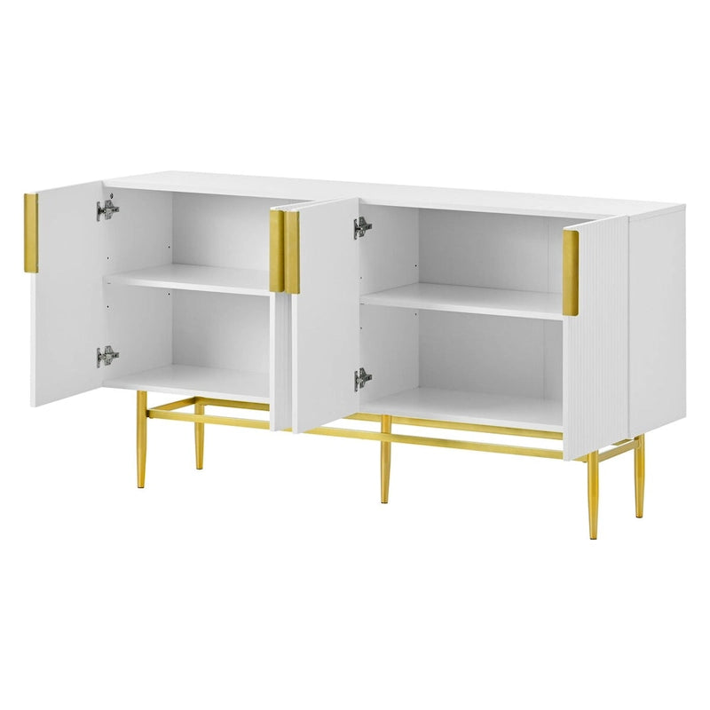 Moderner, eleganter Sideboard-Schrank mit 4 Türen, goldfarbenen Metallgriffen, für Esszimmer, Wohnzimmer, Schlafzimmer und Flur