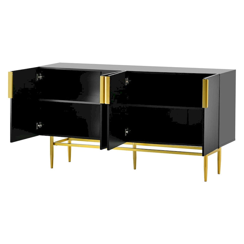 Moderner, eleganter Sideboard-Schrank mit 4 Türen, goldfarbenen Metallgriffen, für Esszimmer, Wohnzimmer, Schlafzimmer und Flur