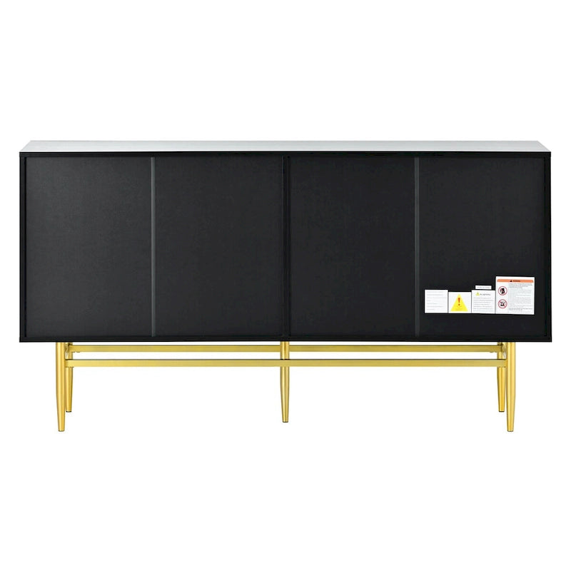 Moderner, eleganter Sideboard-Schrank mit 4 Türen, goldfarbenen Metallgriffen, für Esszimmer, Wohnzimmer, Schlafzimmer und Flur
