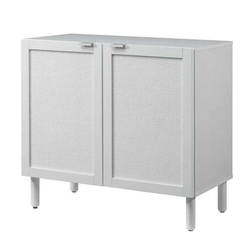 White 2-Door Storage Cabinet Adjustable Shelves Living Room