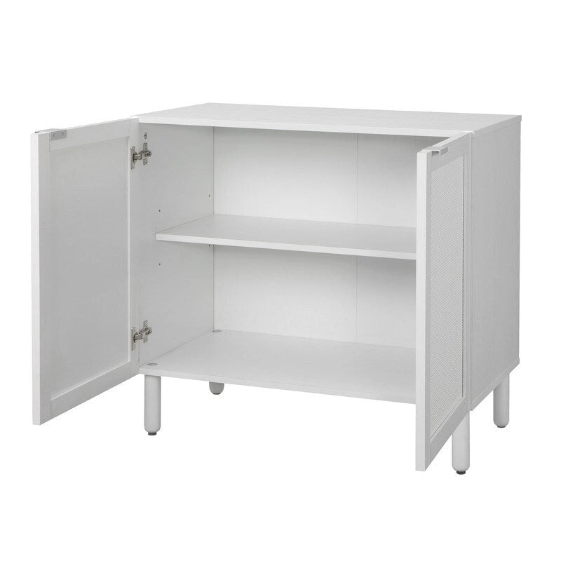 White 2-Door Storage Cabinet Adjustable Shelves Living Room