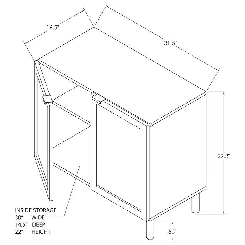 White 2-Door Storage Cabinet Adjustable Shelves Living Room