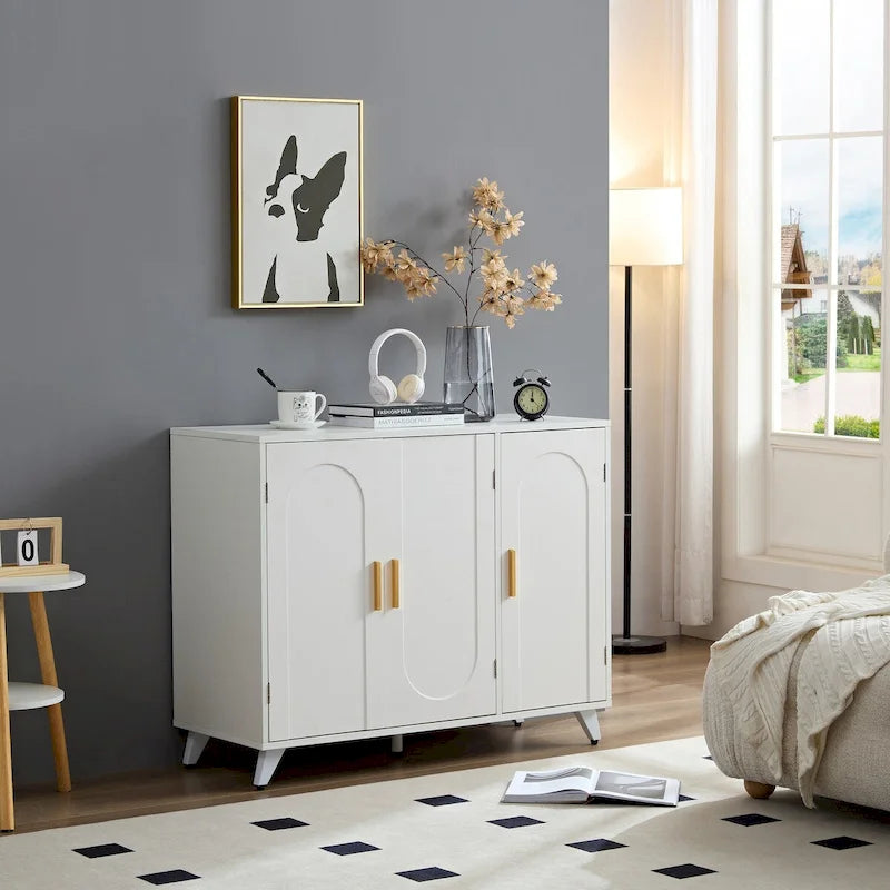 Sideboard-Buffetschrank mit 3 Türen und herausnehmbaren Einlegeböden für Wohnzimmer und Esszimmer