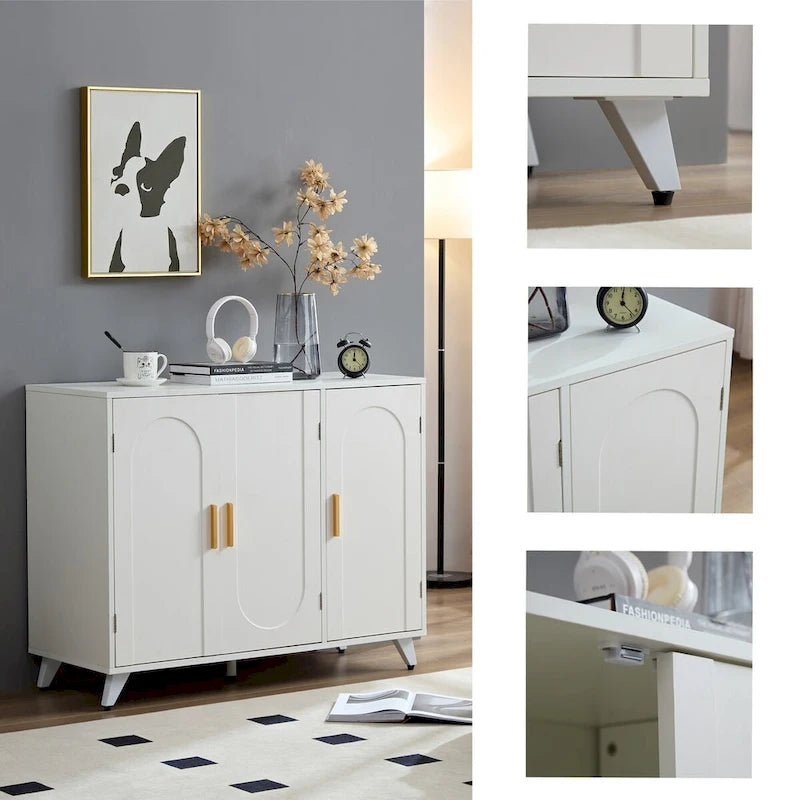 Sideboard-Buffetschrank mit 3 Türen und herausnehmbaren Einlegeböden für Wohnzimmer und Esszimmer