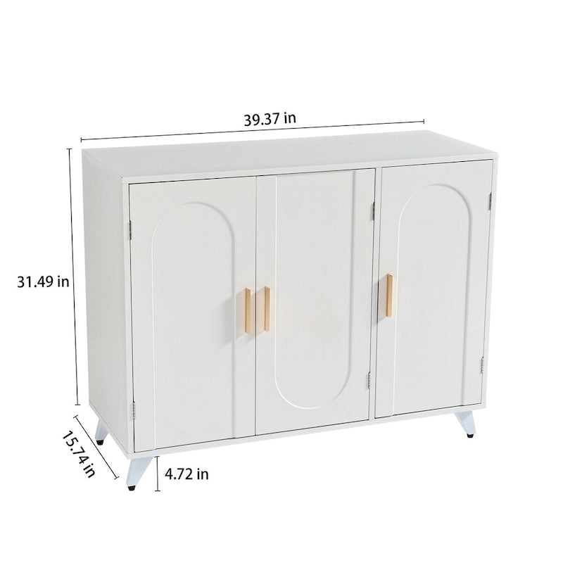 Sideboard-Buffetschrank mit 3 Türen und herausnehmbaren Einlegeböden für Wohnzimmer und Esszimmer