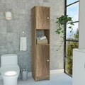 Linen Cabinet Double Doors Four Interior Shelves - Light Oak