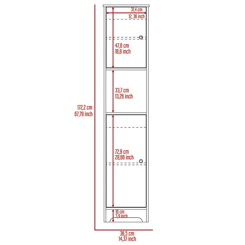 Linen Cabinet Double Doors Four Interior Shelves - Light Oak