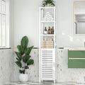 Organizador de chão estreito com 6 níveis e 67 polegadas de altura, porta veneziana e prateleiras abertas - 12.99D x 13.39W x 66.54H