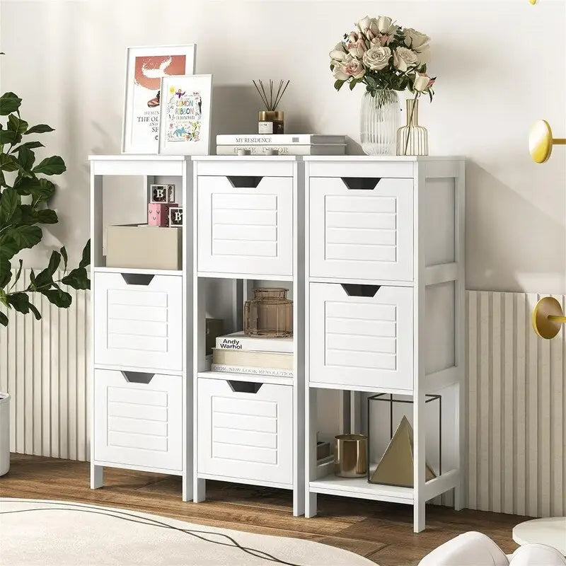 Freistehender Badezimmerschrank mit verstellbarem Einlegeboden und Stauraum