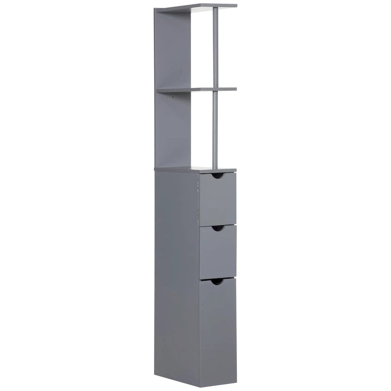 54 Tall Bathroom Storage Cabinet,Freestanding Linen Tower with 2-Tier Shelf and Drawers