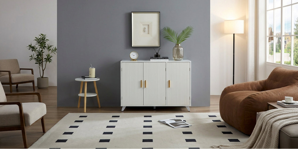 Ideboard with Wavy Texture Buffet Cabinet