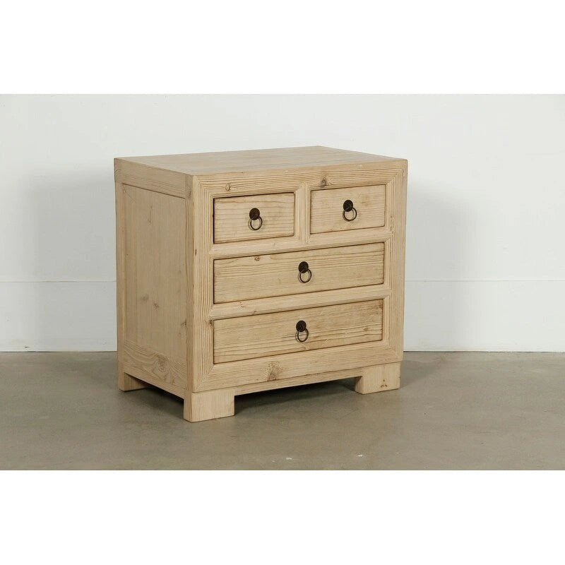 Nachttisch mit 4 Schubladen aus verwittertem Naturkiefernholz 28X18X27H