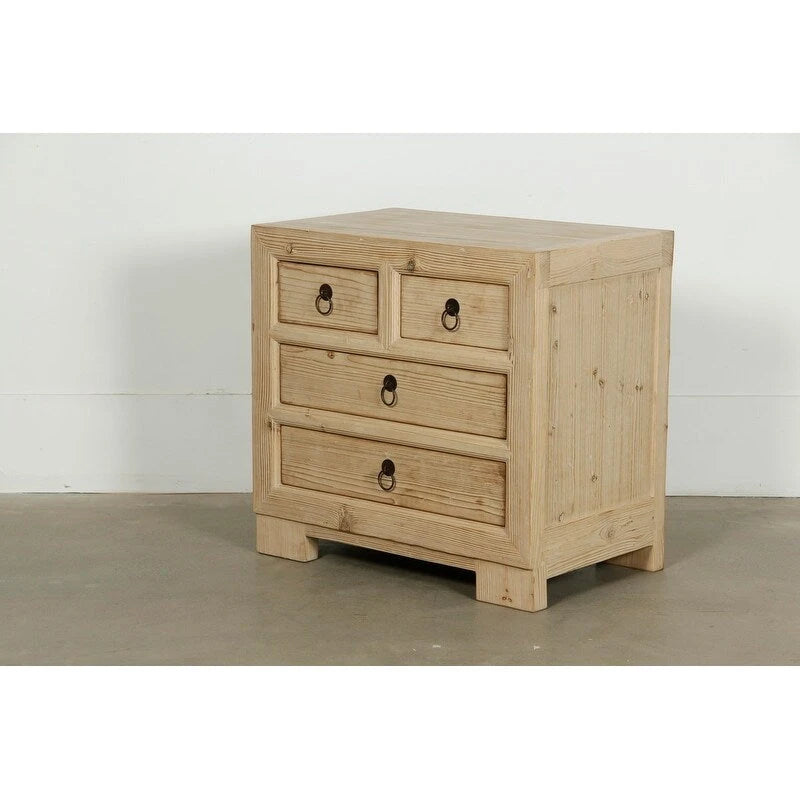 Mesa de cabeceira com 4 gavetas em pinho natural envelhecido 28X18X27H