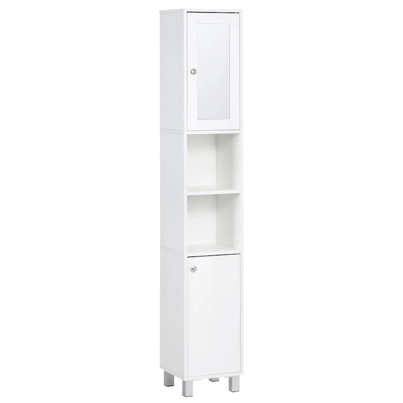 Hoher Badezimmerschrank mit Stauraum und Spiegel